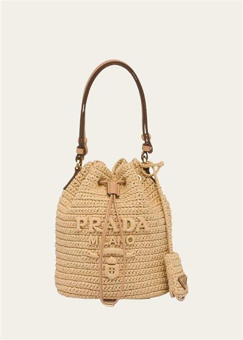 basket prada|Prada raffia bucket bags.